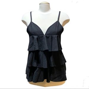 Black ruffled tank top (size small)
